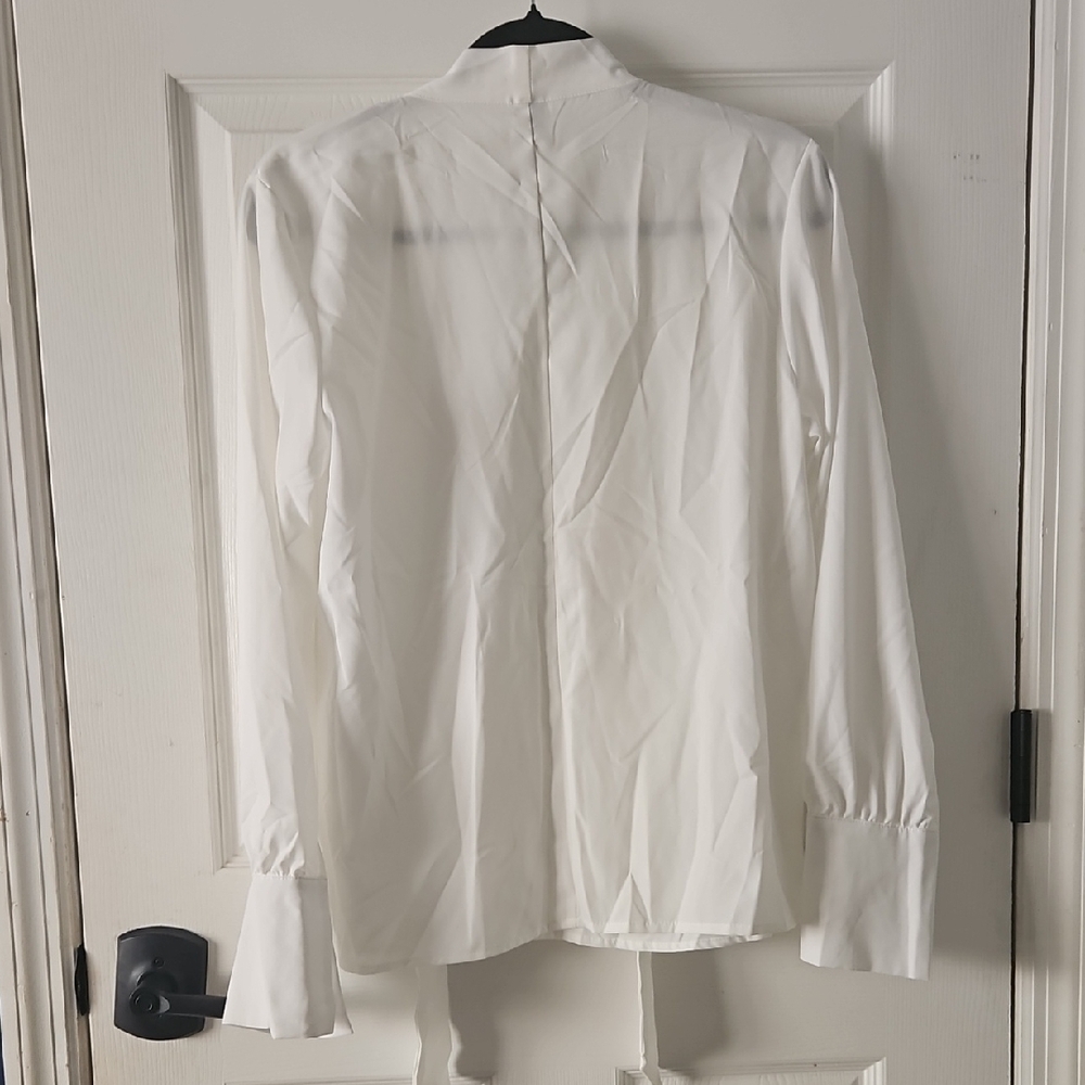 NWOT SHEIN White Bow Tie Blouse - Picture 5 of 6